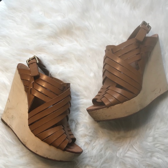 Ash Leather Wooden Wedges - Picture 3 of 3